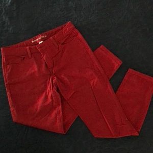 Banana Republic Patterned Skinny Leg Red Jeans